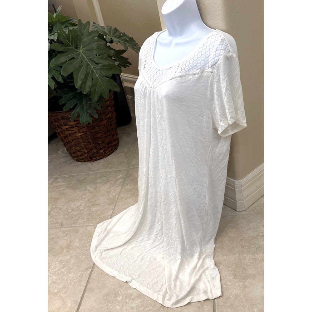 NEW Charming Charlie White Dress Night Dress Size XL Semi Sheer Comfort NWT - Picture 2 of 8